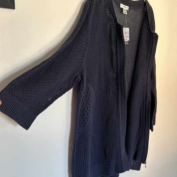 NWT CJ Banks Navy Open Knit Sweater - Picture 4 of 6